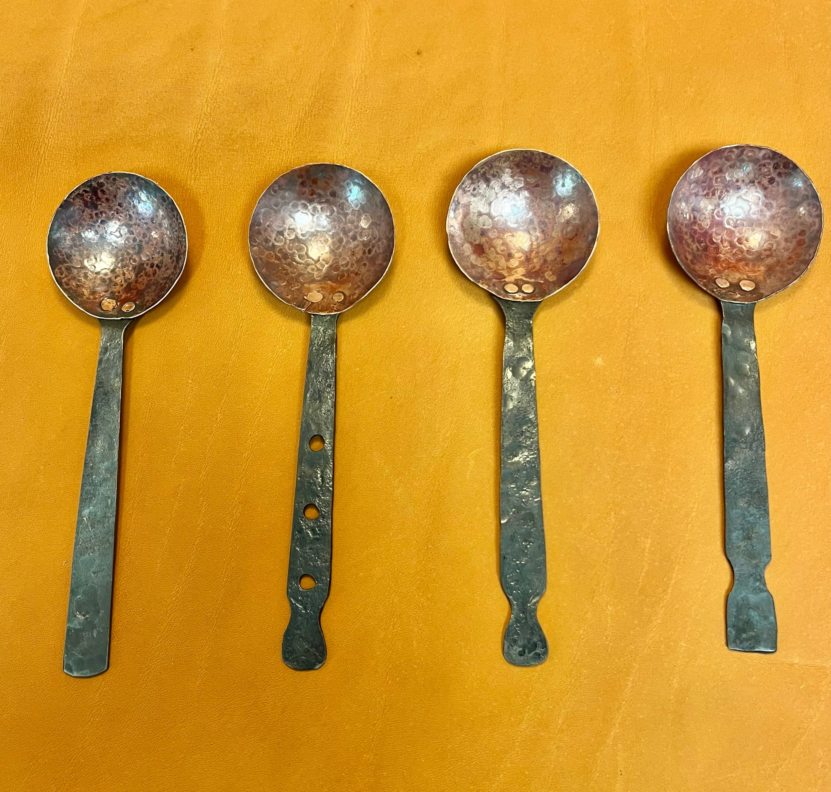 Coffee scoops — forged copper and steel